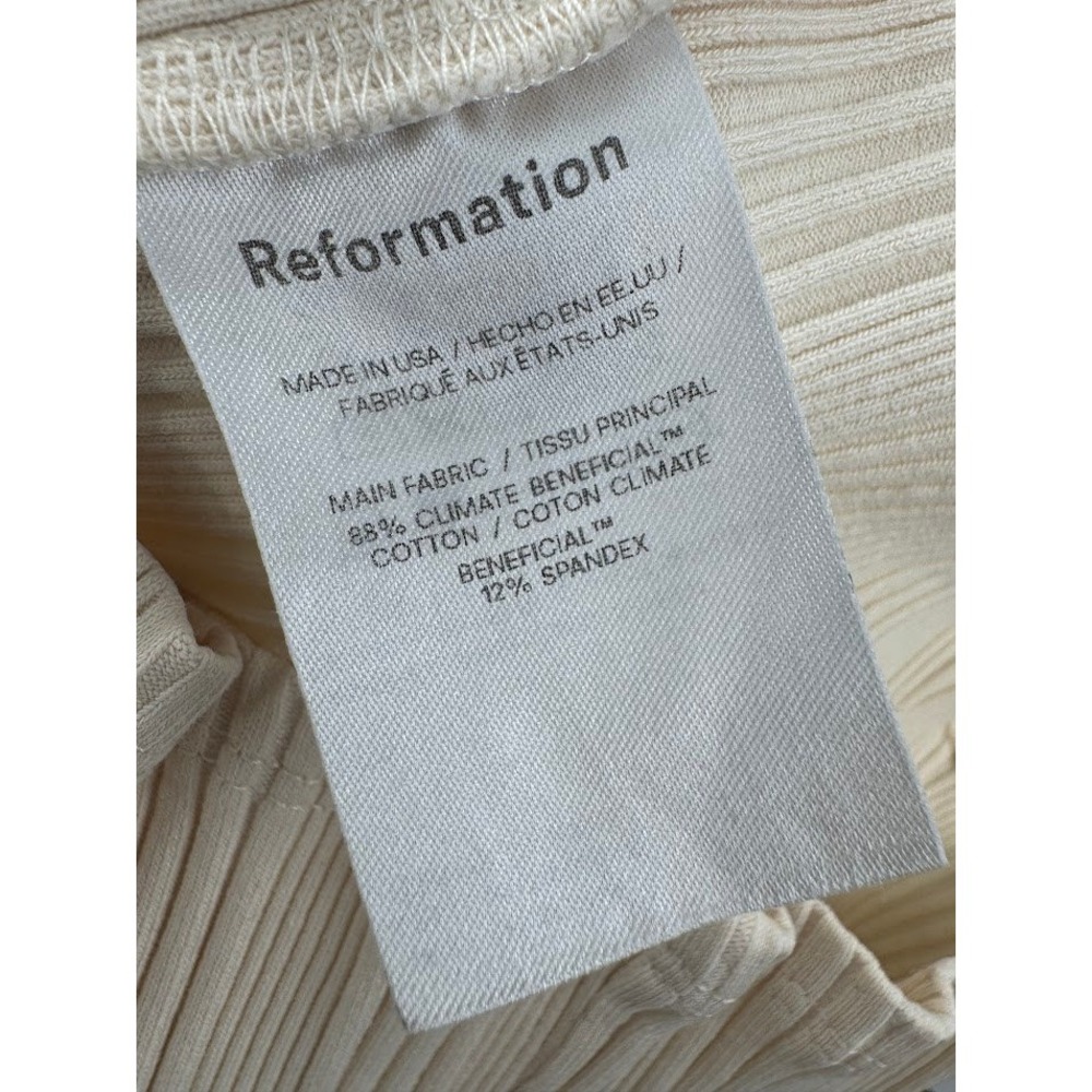 Reformation Lunette Knit Top Cream Ribbed Mock Neck Tank Top XS Made in USA - Picture 5 of 5